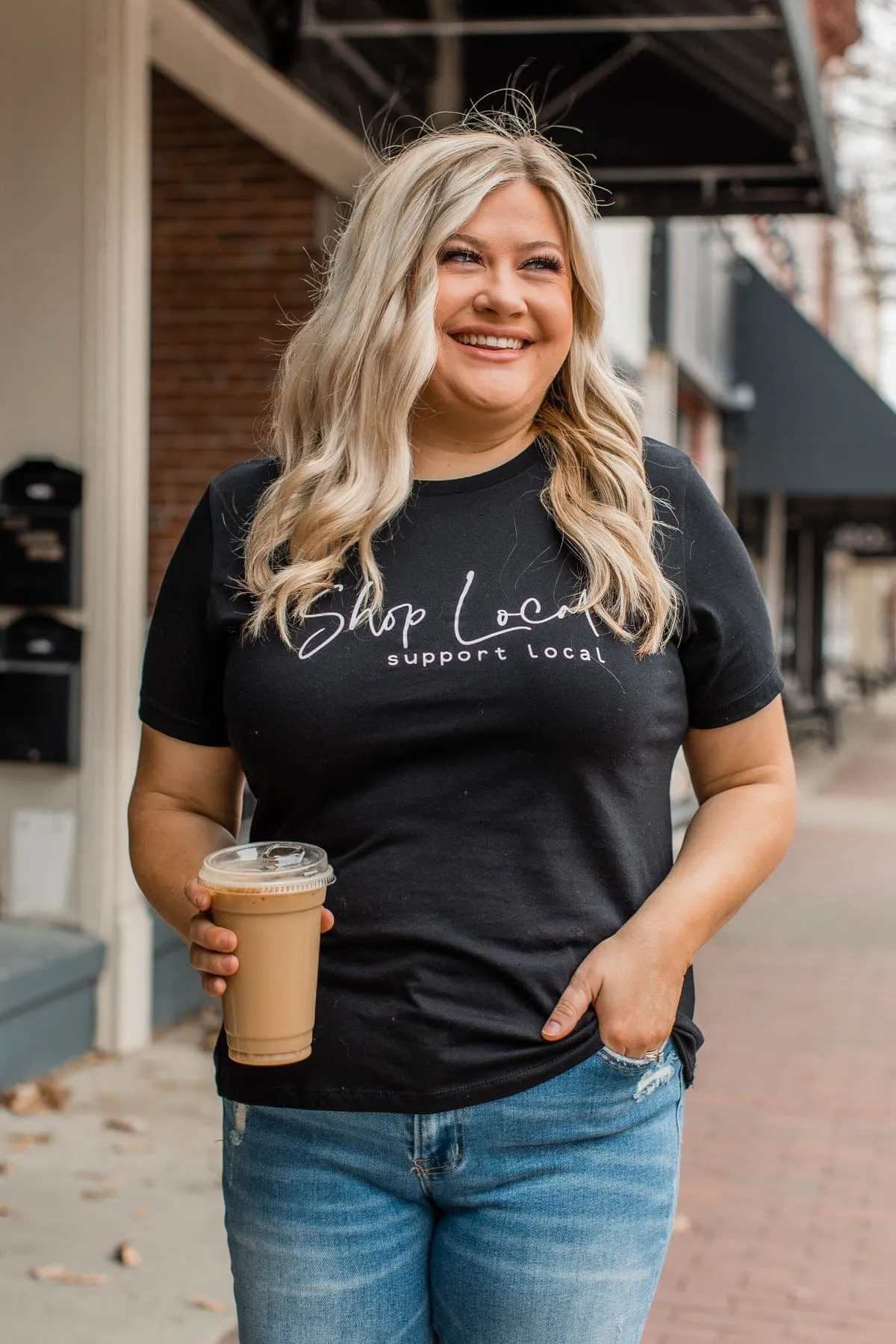 "Shop Local, Support Local" Graphic Tee- Black