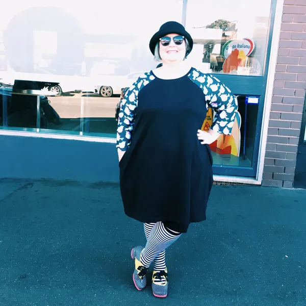 Raglan Chubster Plus Size Unicorn Tunic in black - all sizes available, made to order, sleeve length customisable