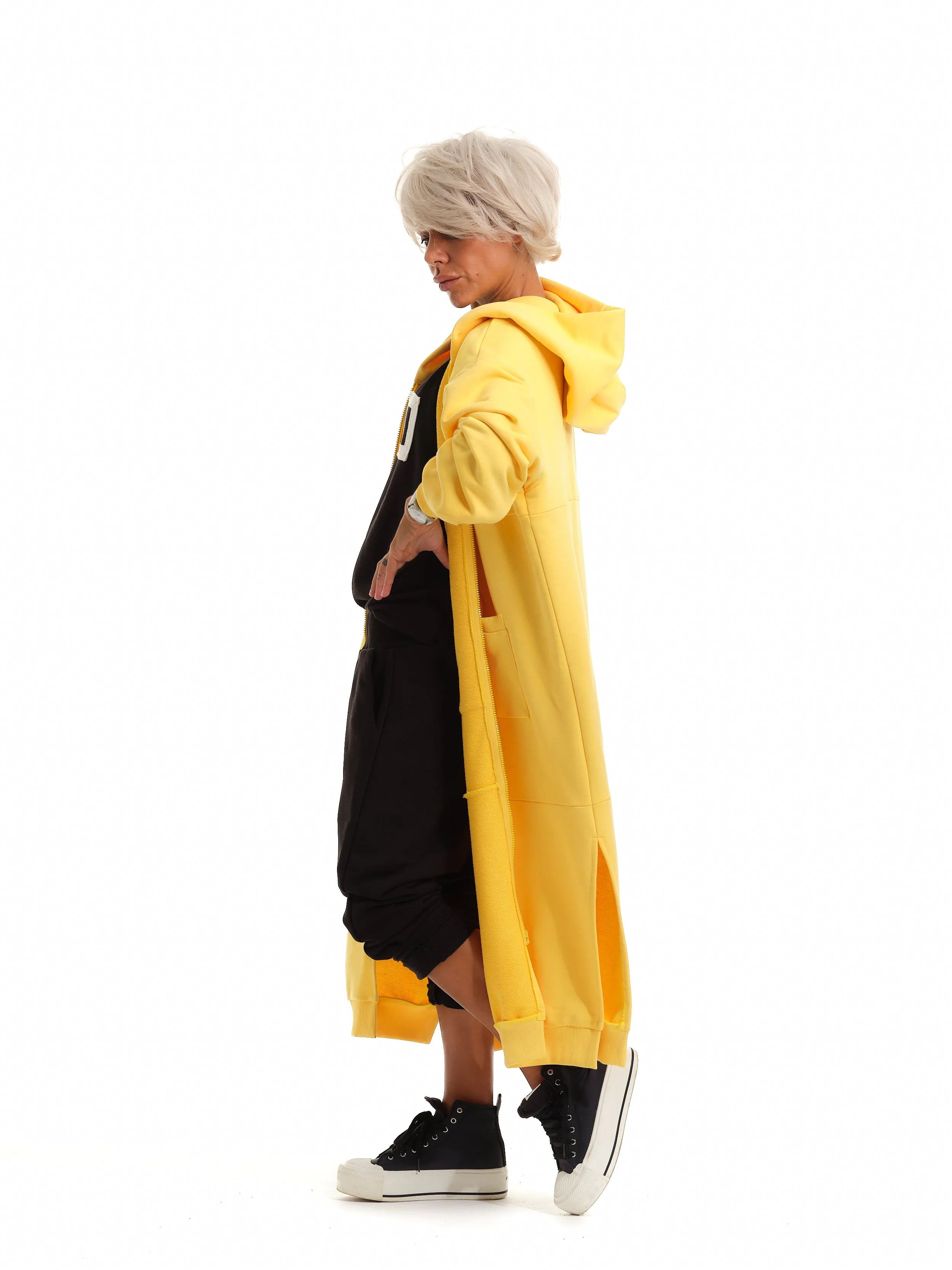 Relaxed Long Hoodie in Yellow