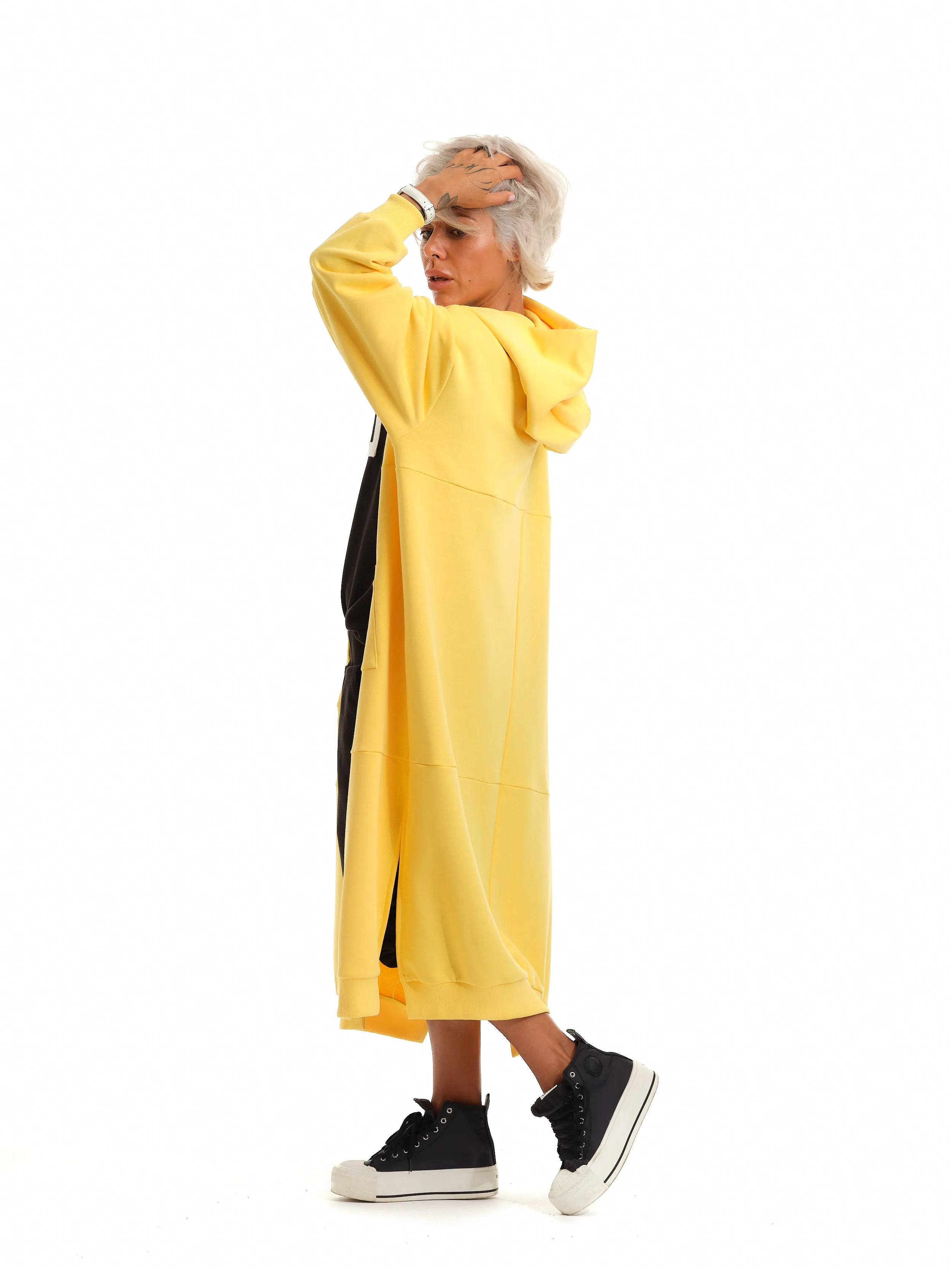 Relaxed Long Hoodie in Yellow