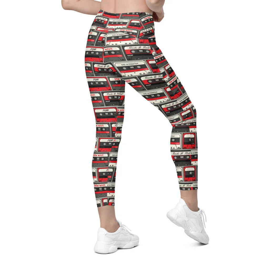 Retro Cassette Tapes Leggings with Pockets