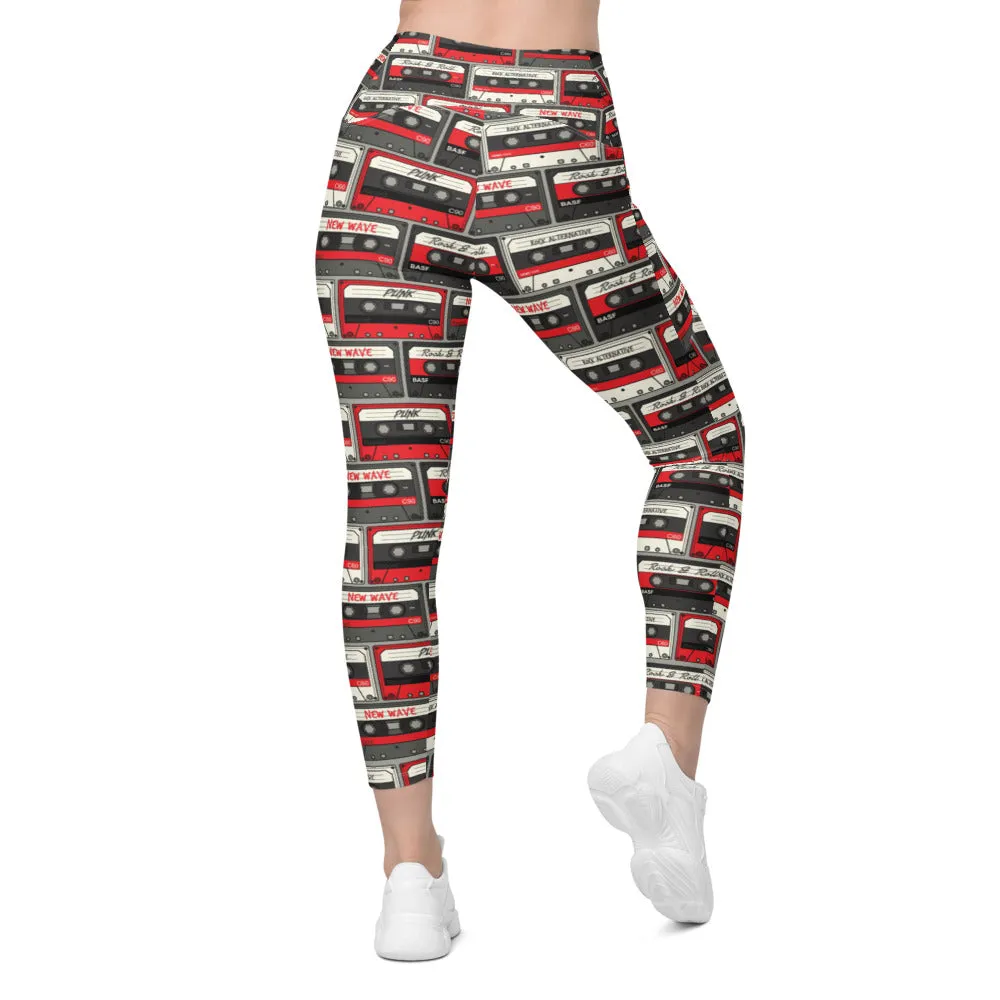 Retro Cassette Tapes Leggings with Pockets