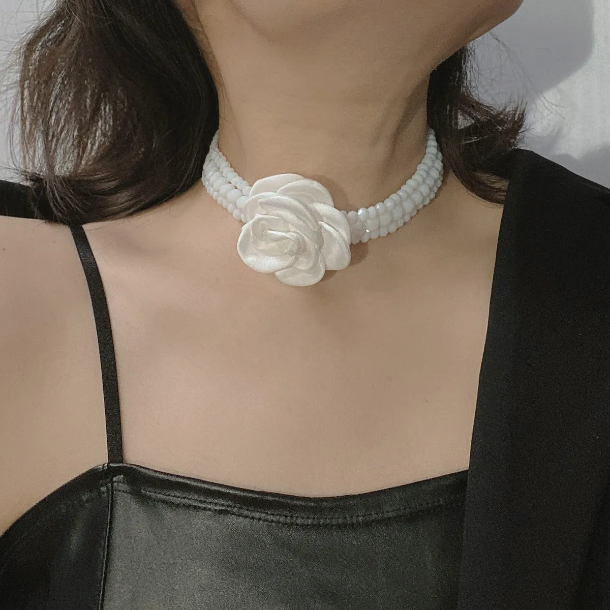 Rose Multi-layered Crystal Choker