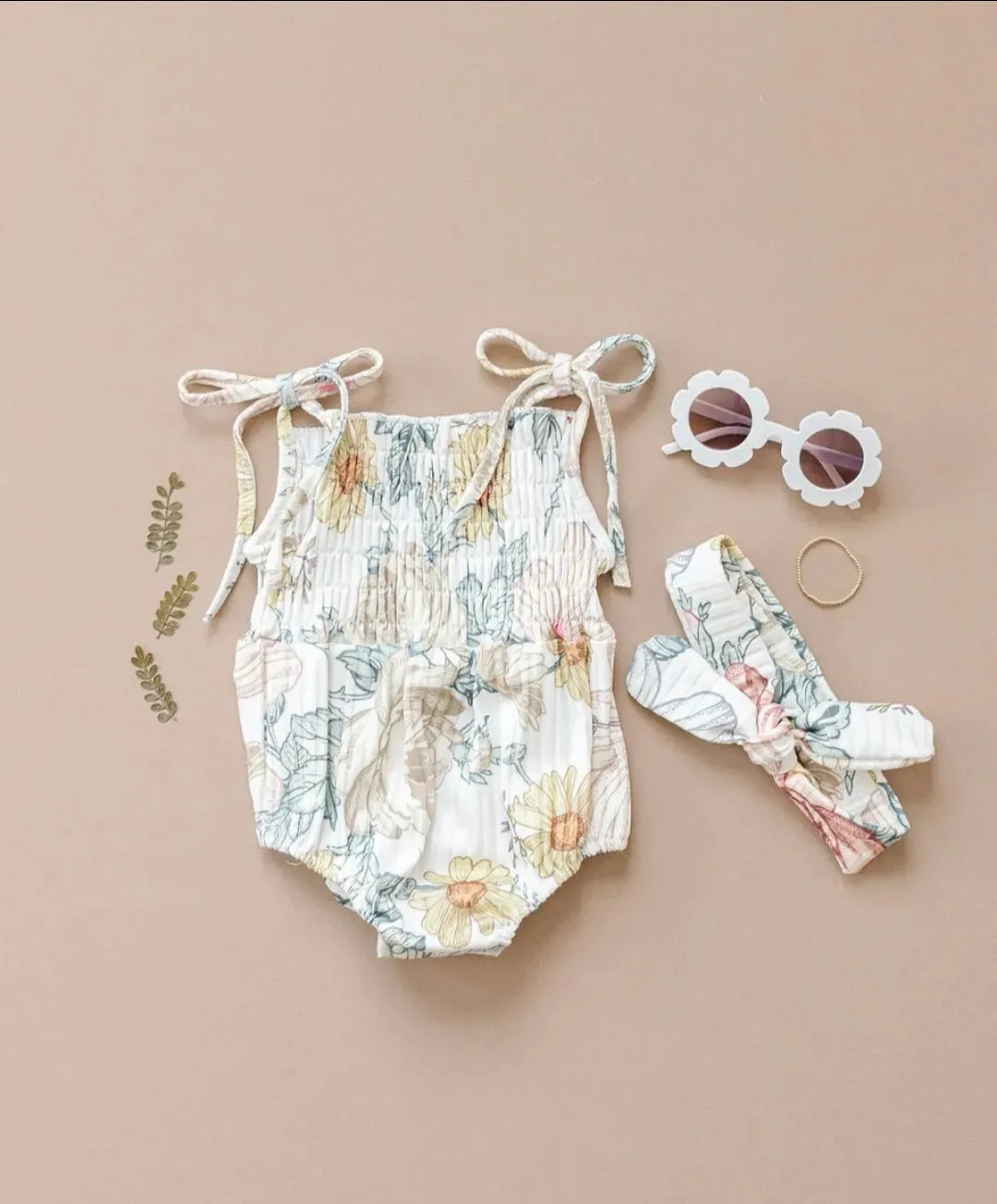 Ruby Ribbed Romper in Spring Floral