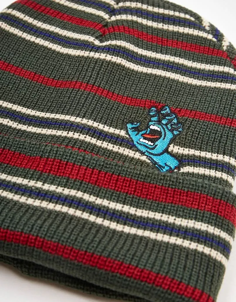 Santa Cruz Screaming Mini Hand Stripe Beanie - Sage Stripe