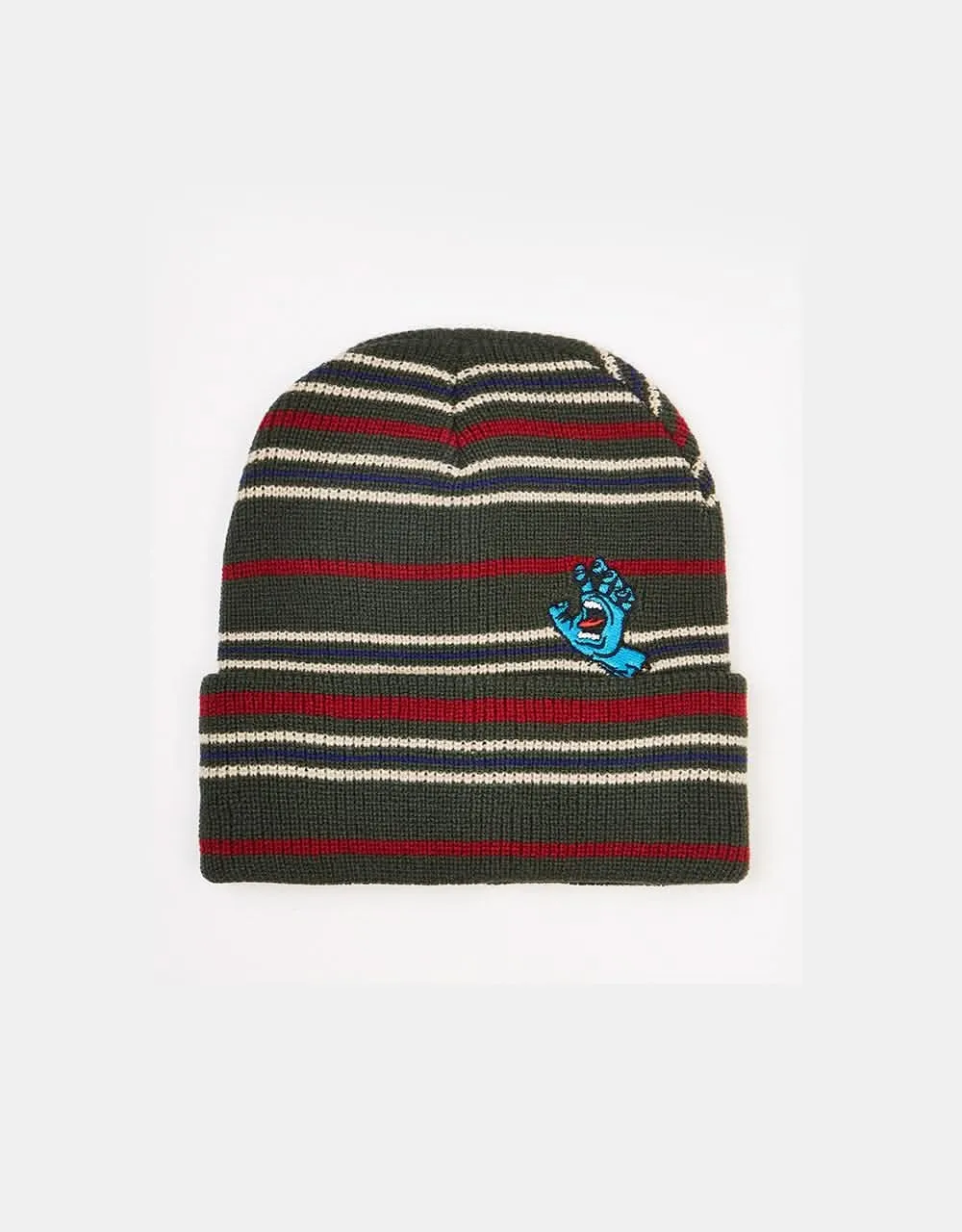 Santa Cruz Screaming Mini Hand Stripe Beanie - Sage Stripe