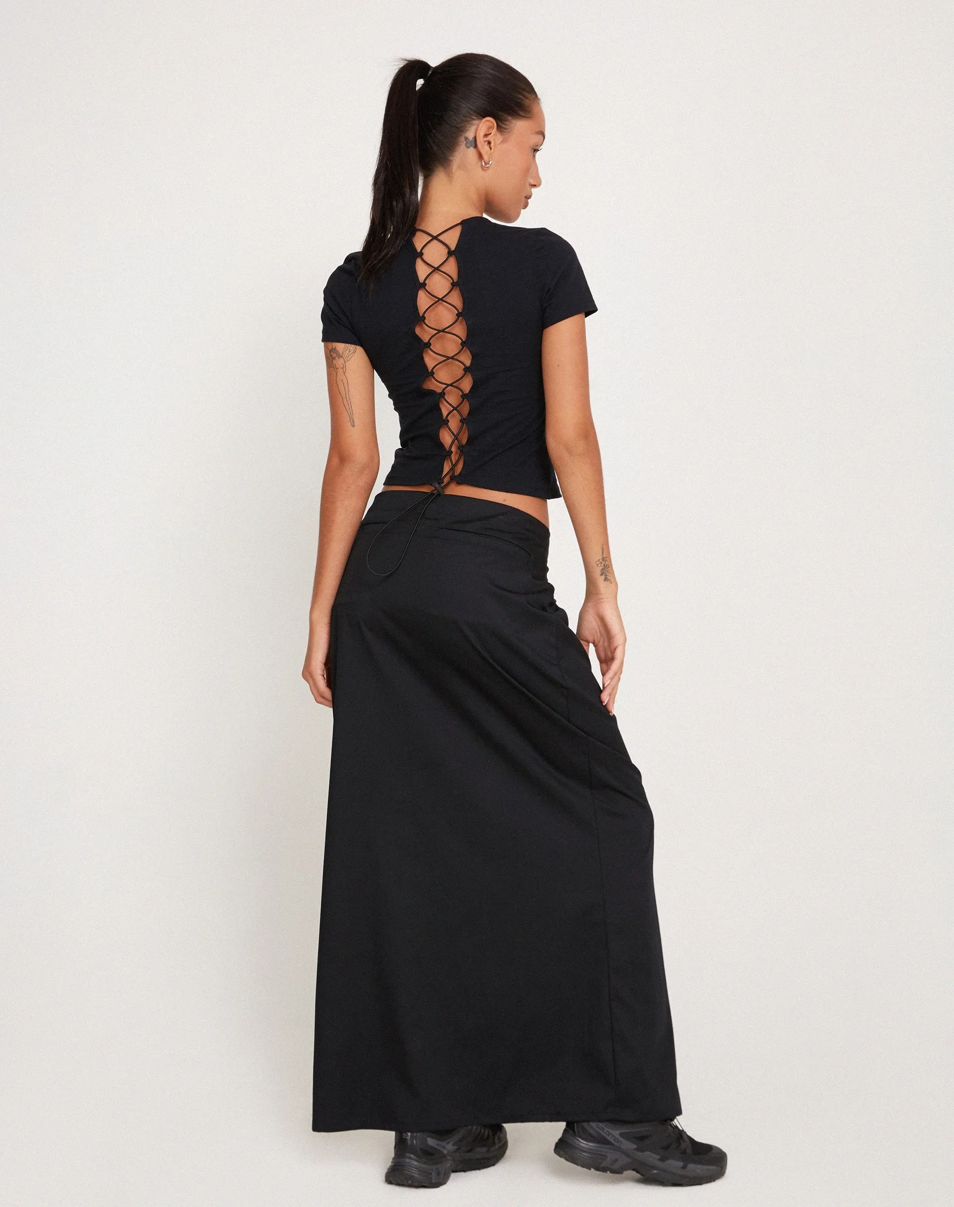 Sayda Lace Back Top in Black