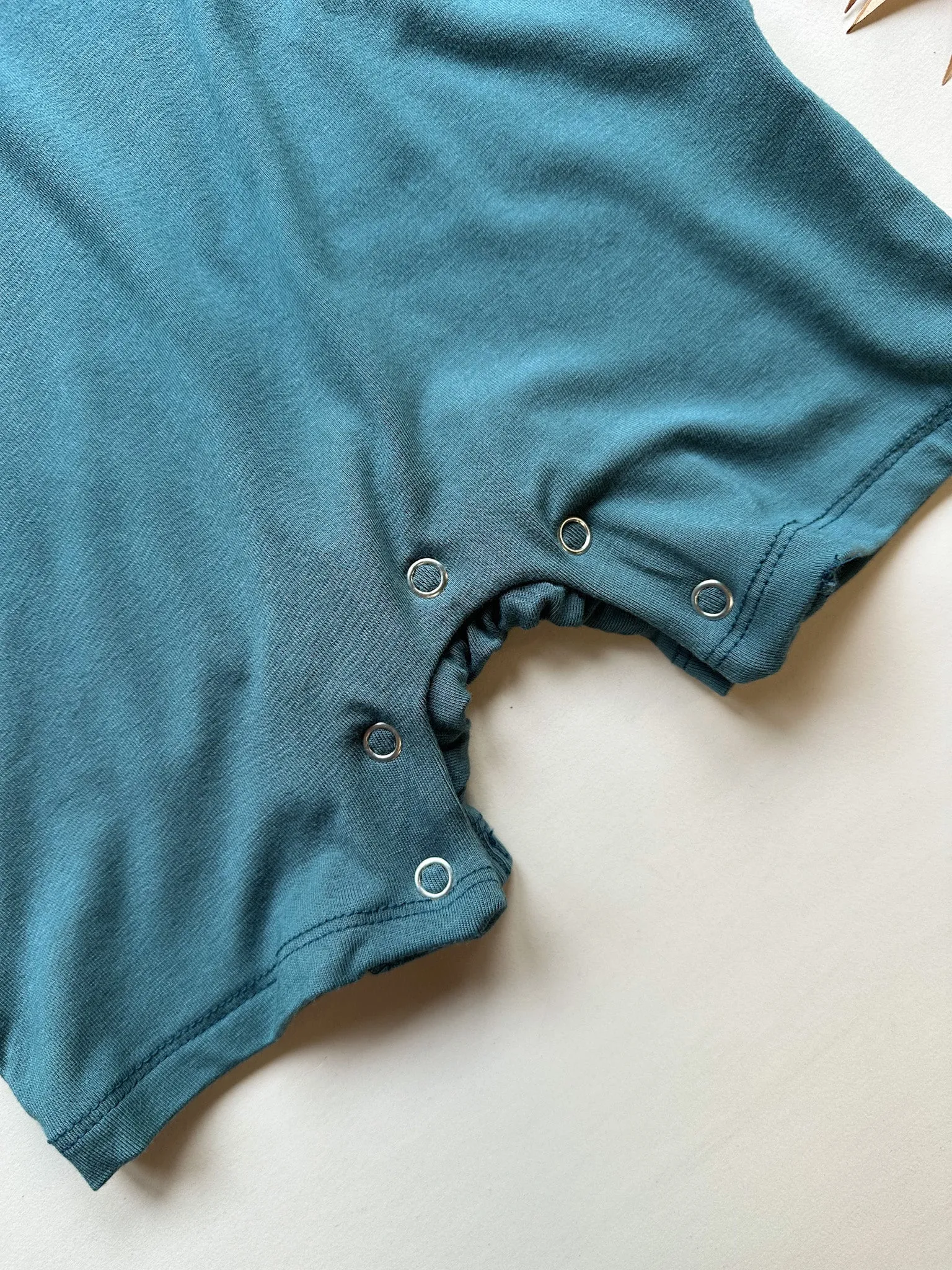 Short Sleeve Snap Romper | Dark Teal | Luxury Bamboo