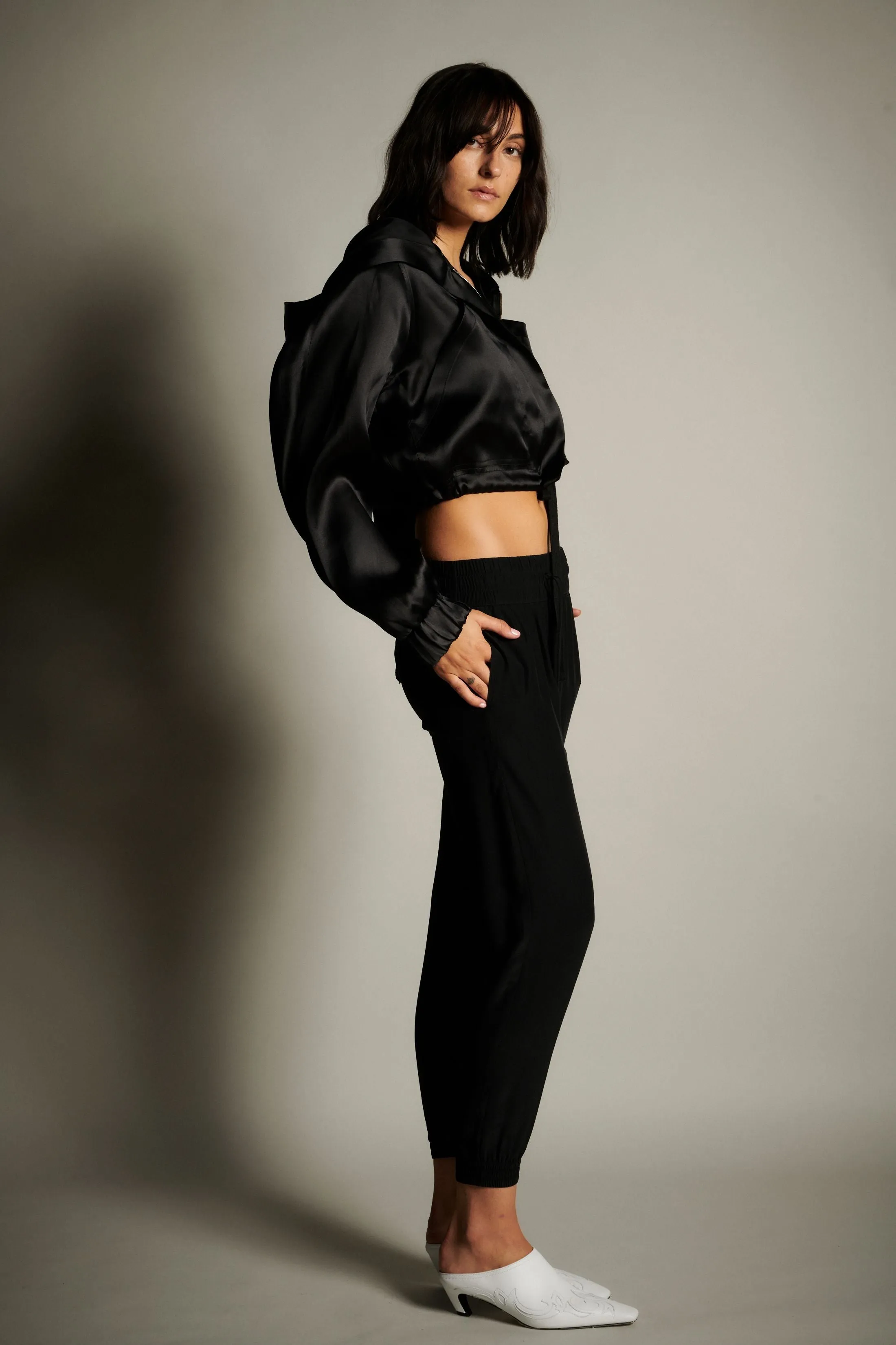 Silk Jogger Pants - Black