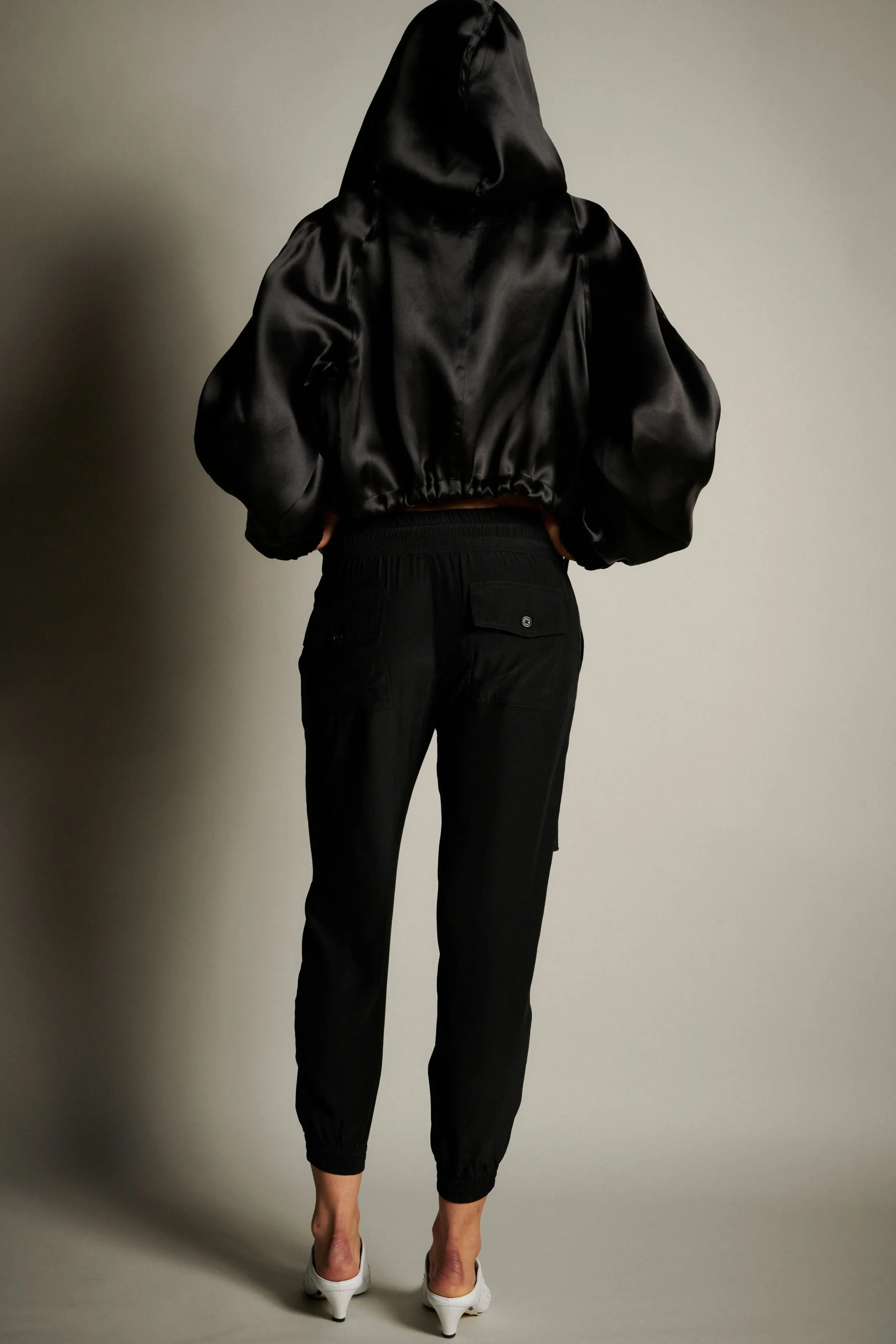 Silk Jogger Pants - Black