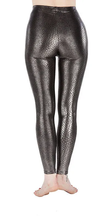 Silver Snakeskin Spandex Leggings