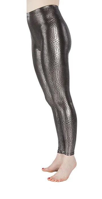 Silver Snakeskin Spandex Leggings