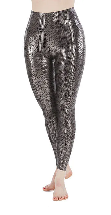 Silver Snakeskin Spandex Leggings