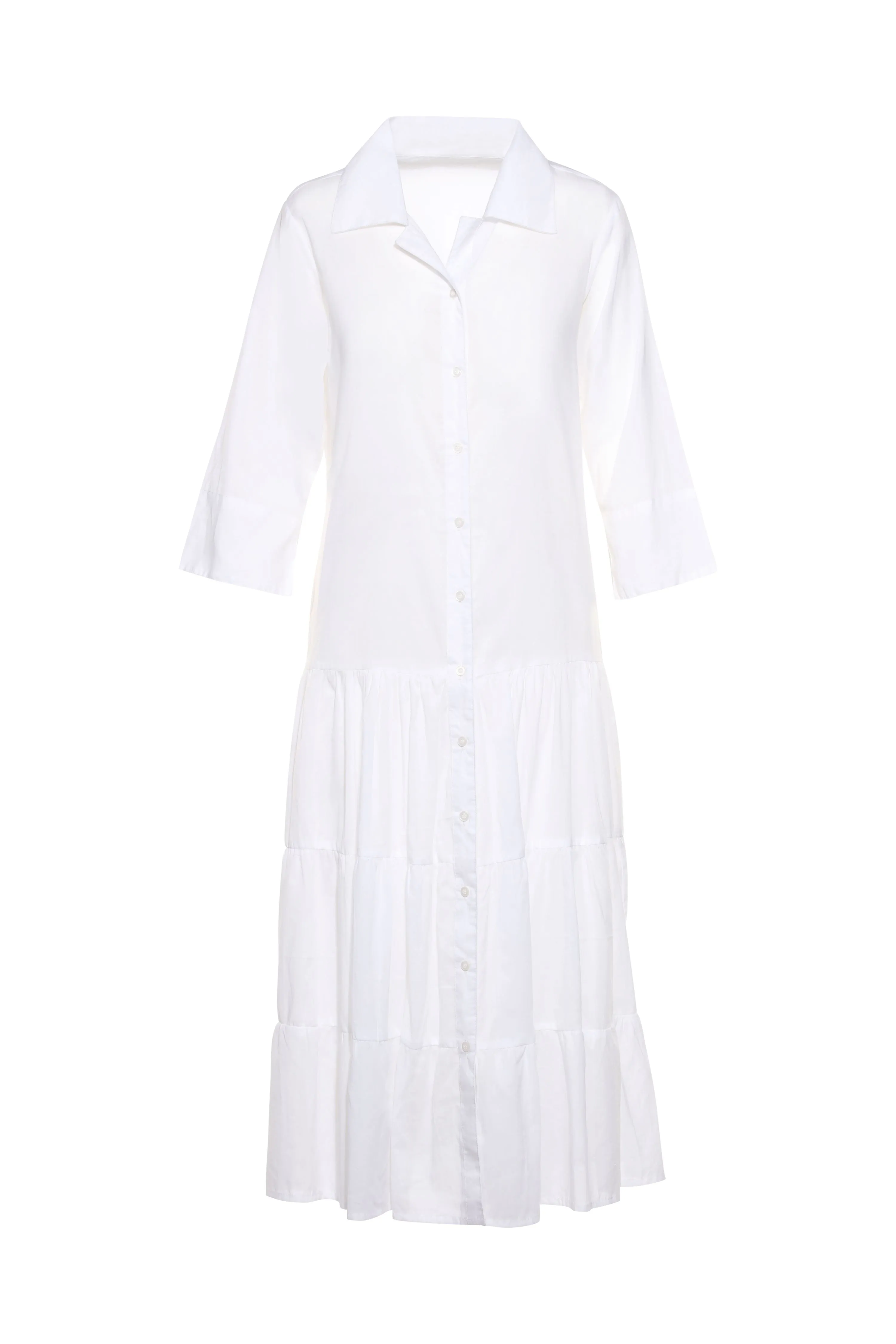 Solid White KikiSol Button Down Maxi Dress