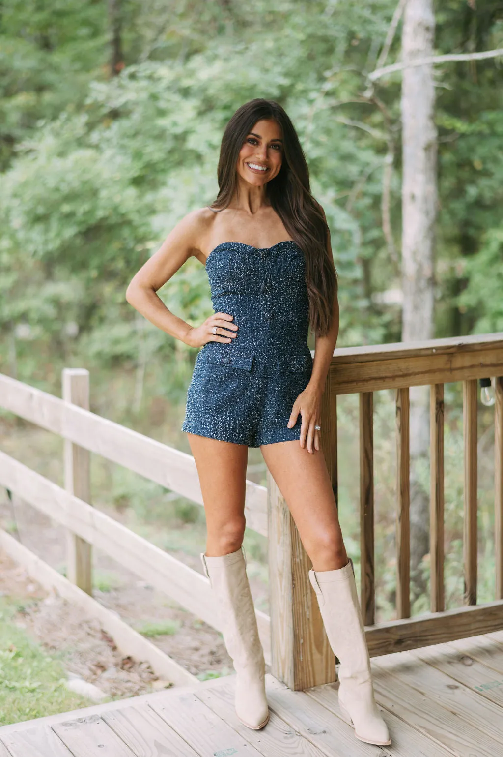 Strapless Tweed Romper//PETITE