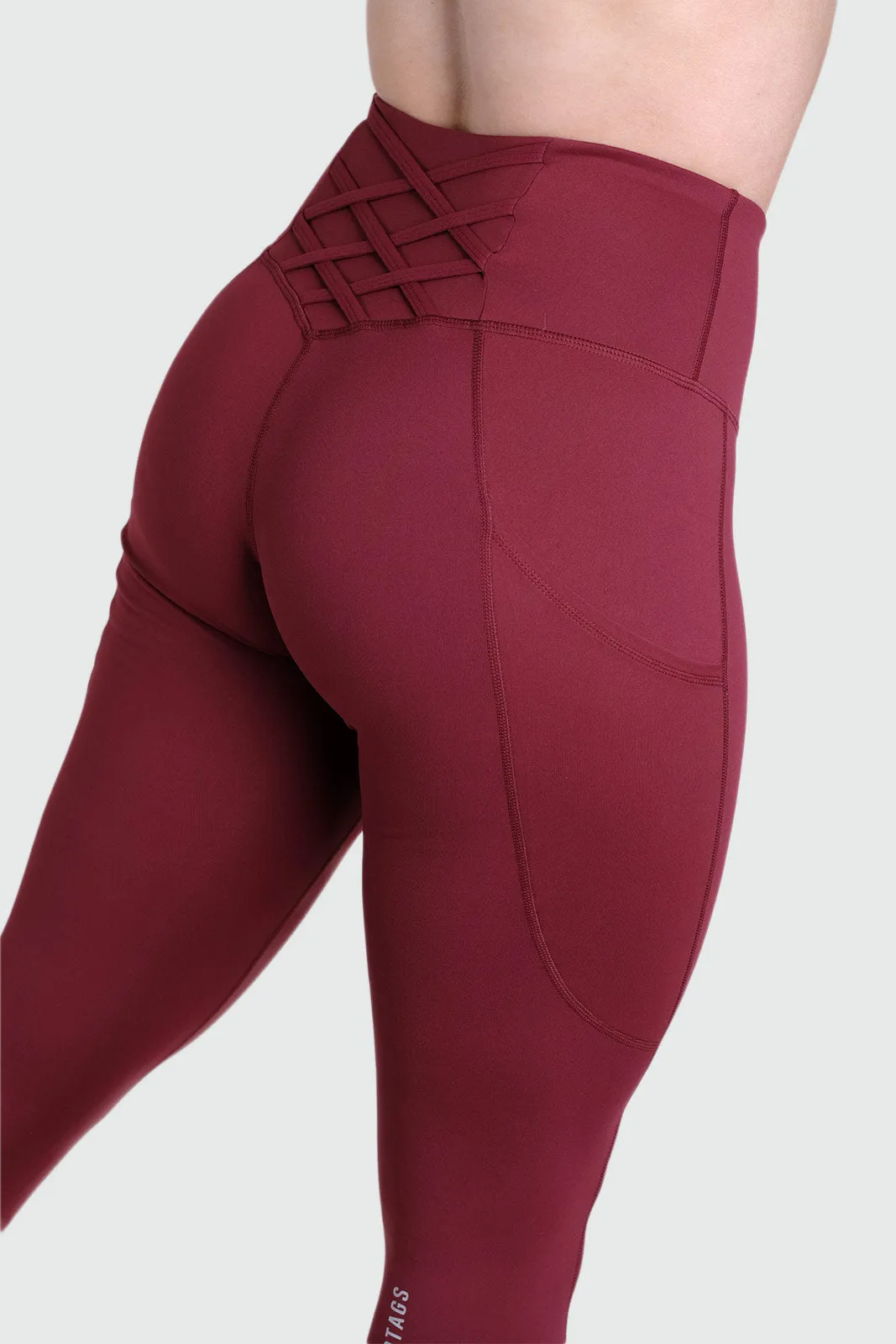 Strappy Capri V2 Highwaisted Leggings - Burgundy