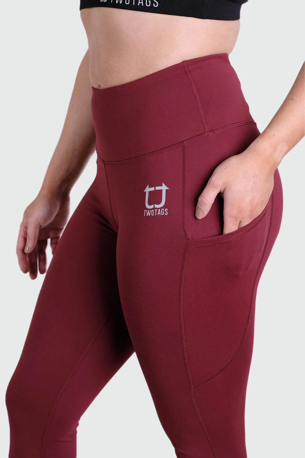 Strappy Capri V2 Highwaisted Leggings - Burgundy