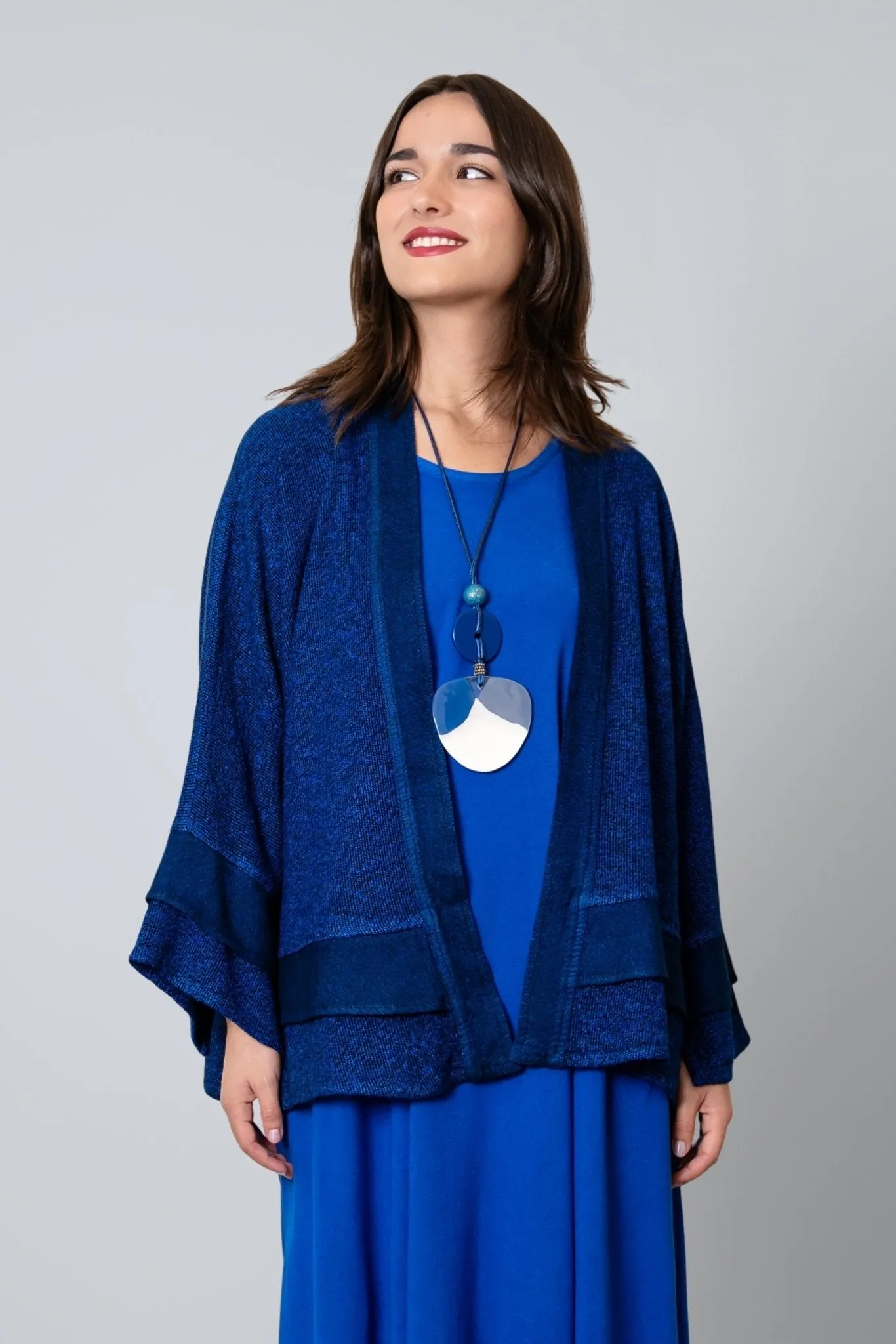 Textured Trim Jacket - Electric Blue