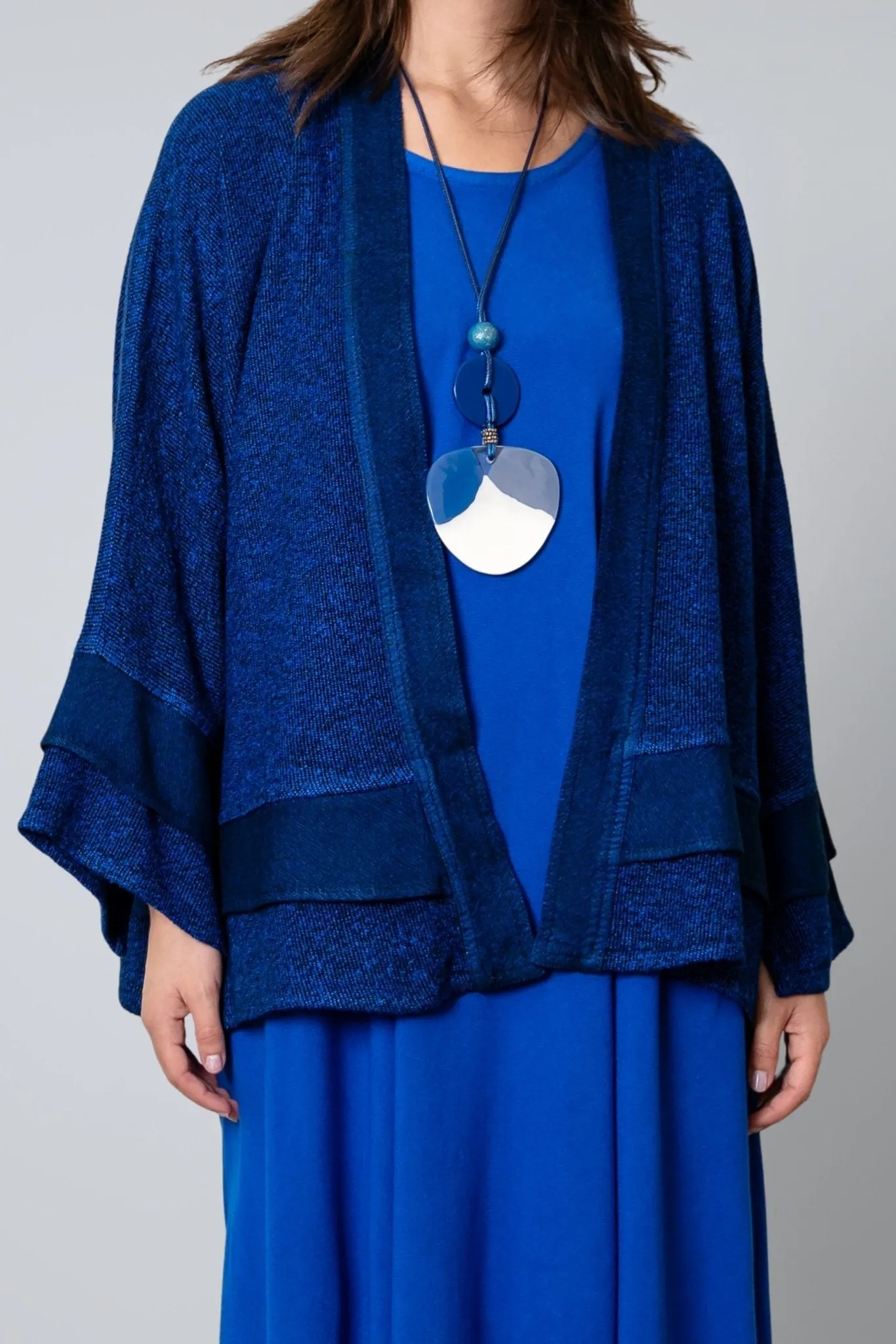 Textured Trim Jacket - Electric Blue