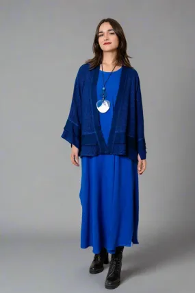 Textured Trim Jacket - Electric Blue