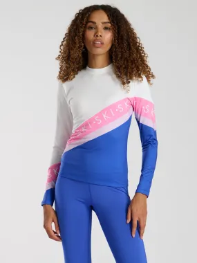 The 'Avalanche' ski slogan base layer top in blue