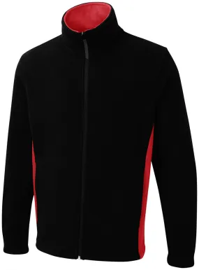 Two Tone Full Zip Fleece Jacket | Black/Red