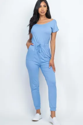 Two-way Shoulder Drawstring Jumpsuit