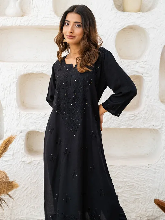 Ulfat Rayon Chikankari & Mukaish Straight Kurti