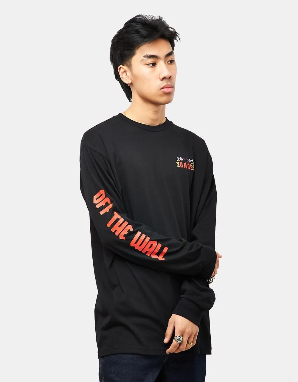 Vans Flaming Flowers L/S T-Shirt - Black