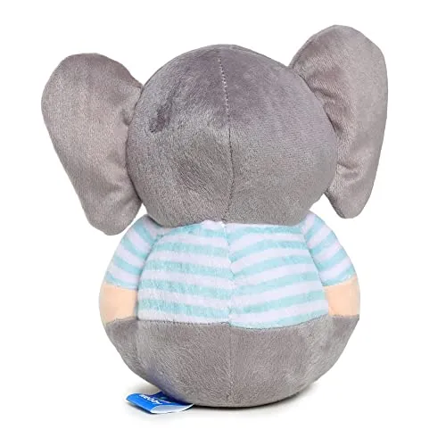 Webby Soft Animal Plush Elephant Toy 20cm, Blue & Grey