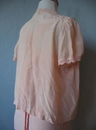 Women's 30s 40s Nightgown and Bed Jacket Pink Rayon and Silk Vintage Small Barbizon VFG