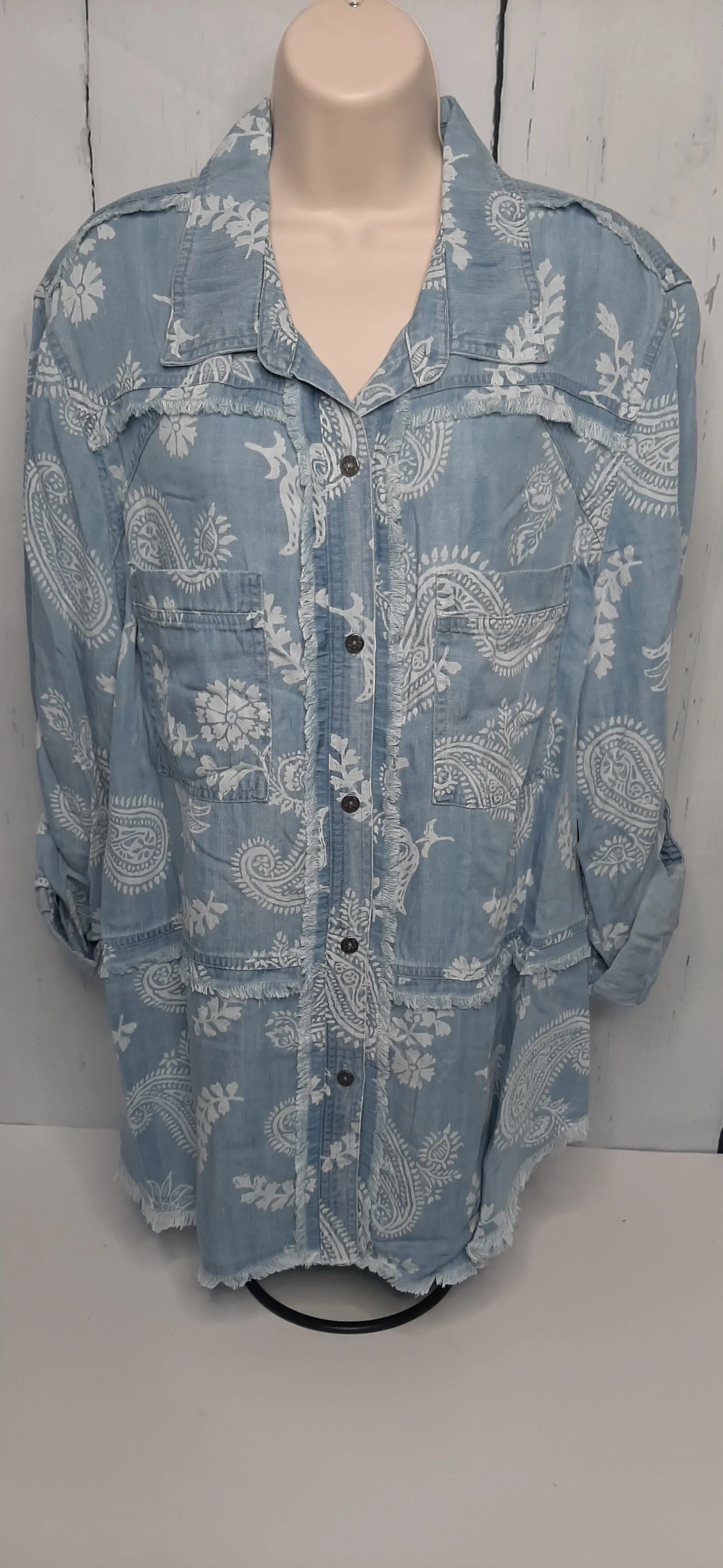 Womens Denim Tunic Button down - Blue