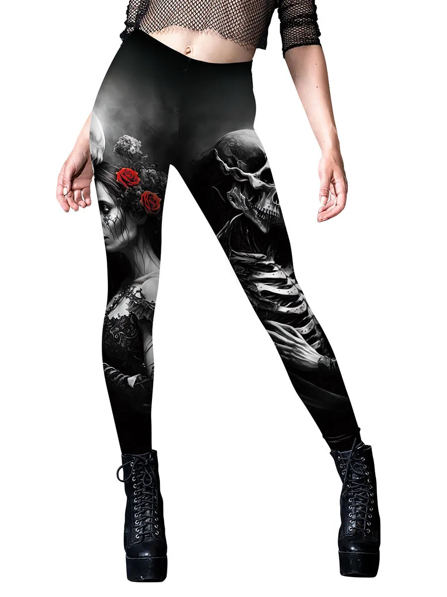 Women's Halloween Horror Hand Digital Printing Yoga Leggings