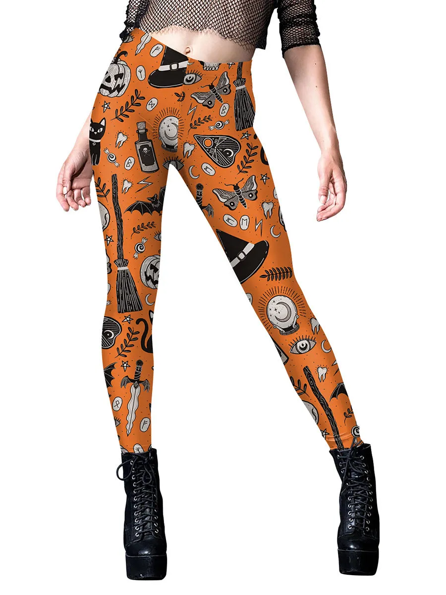 Women's Halloween Horror Hand Digital Printing Yoga Leggings